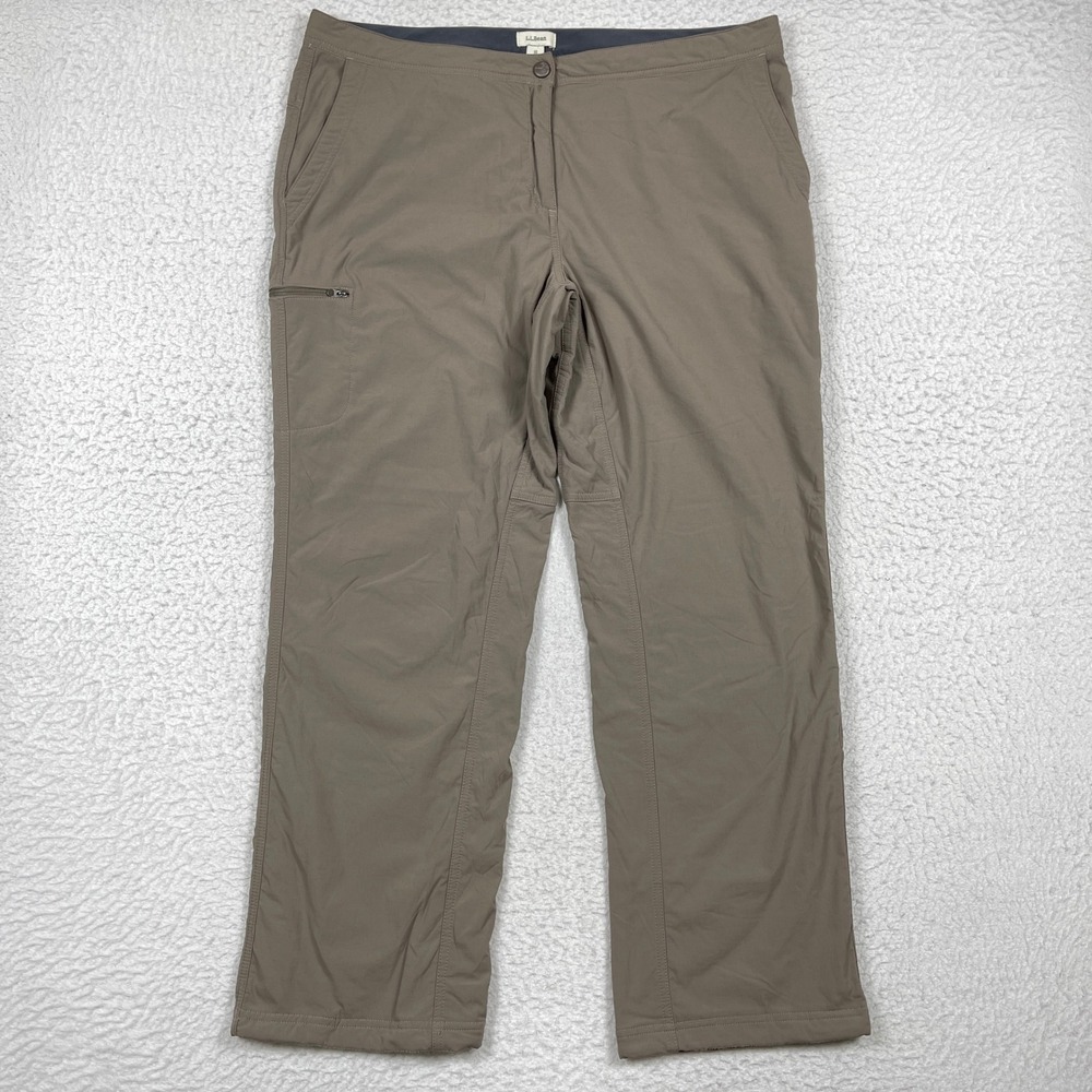 LL Bean Hiking Pants Womens 18 Brown Fleece Lined Gorpcore Outdoor Winter Pants